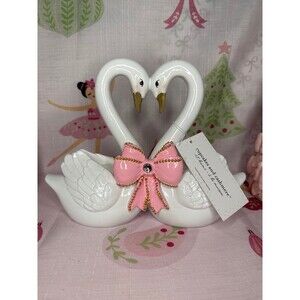 New Coquette Valentines Day Swan “Love Birds” With Pink Bow